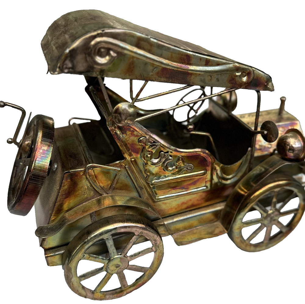 A72 Vintage Copper Tin Metal Ford Model T WIND UP MUSIC BOX “King of the Road"